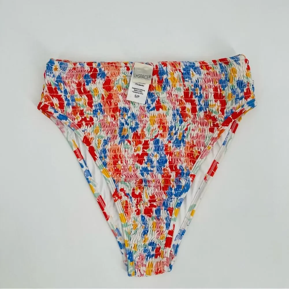 NEW L*SPACE Bikini Bottoms Small Barlette Bitsy Forever Floral High Waist NWOT